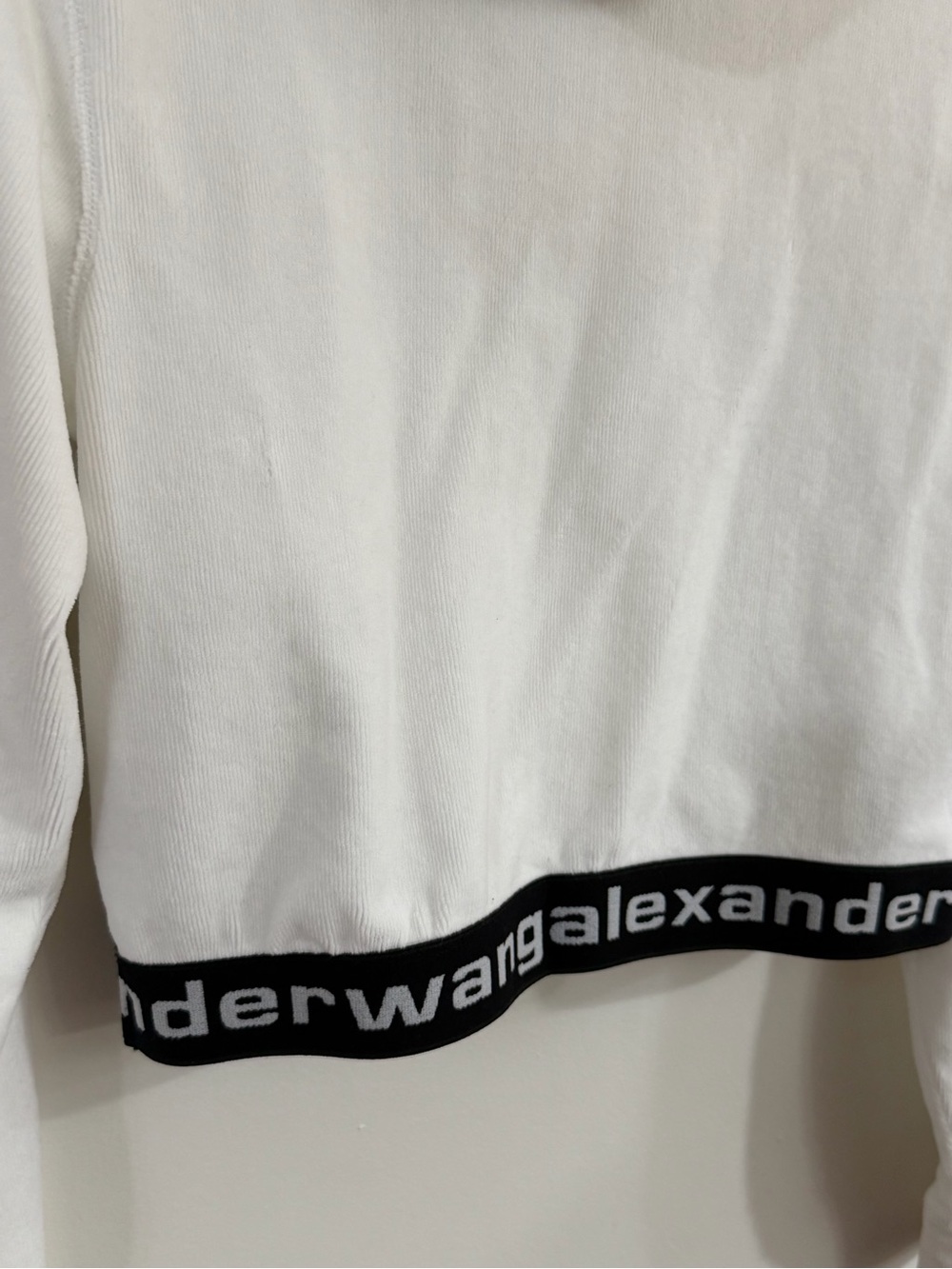 Alexander Wang Women’s Medium Cropped Logo Hoodie White Terry Cloth Athleisure - Picture 9 of 13